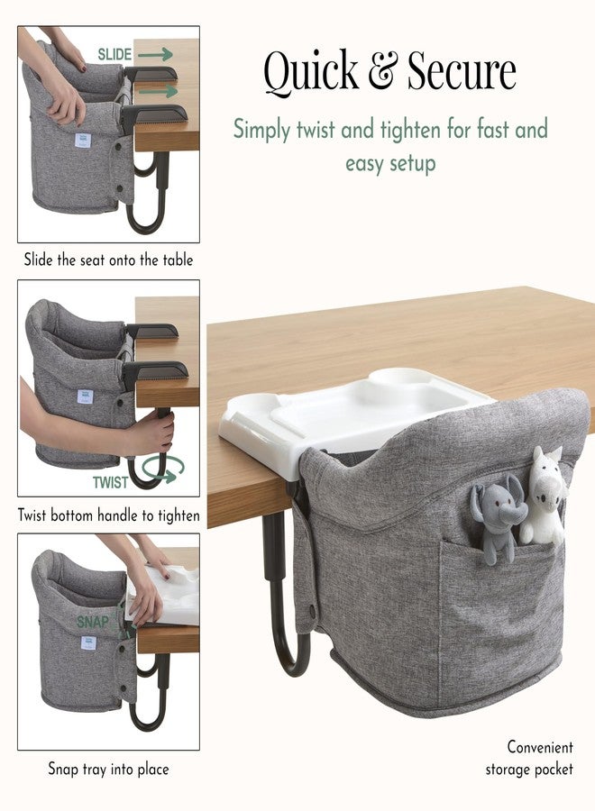 Evolur évolur Clamp-On Comfort Table Chair, Portable Clip-On High Chair for Babies & Toddlers (6–36 Months), Removable Washable Seat Cover, Dishwasher-Safe Tray, Foldable Design with Carry Bag – Gray - Image 3